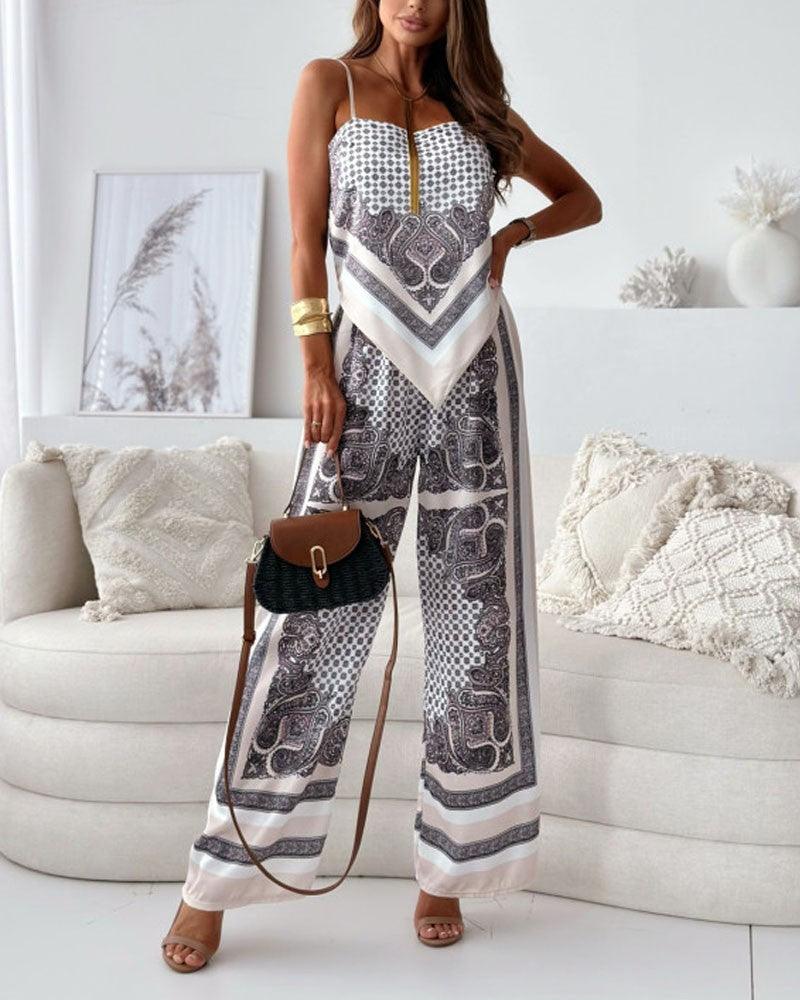 Helen | Conjunto de top estilo pañueloy pantalón estampado