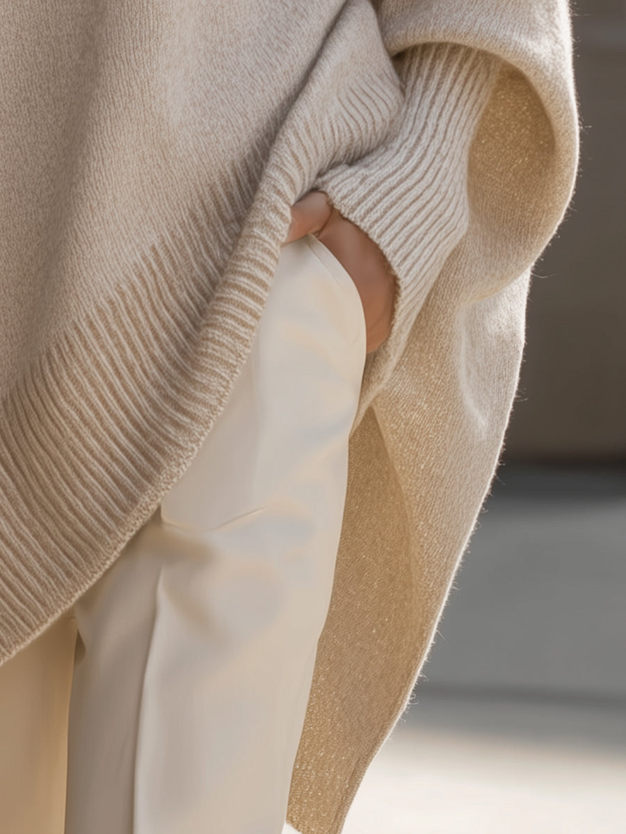 Jersey Oversize Largo de Punto Suave para Mujer