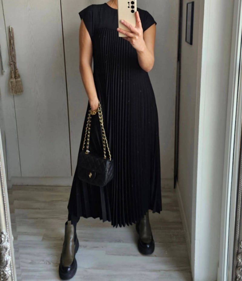 Vestido Largo Plisado Casual de Verano para Mujer