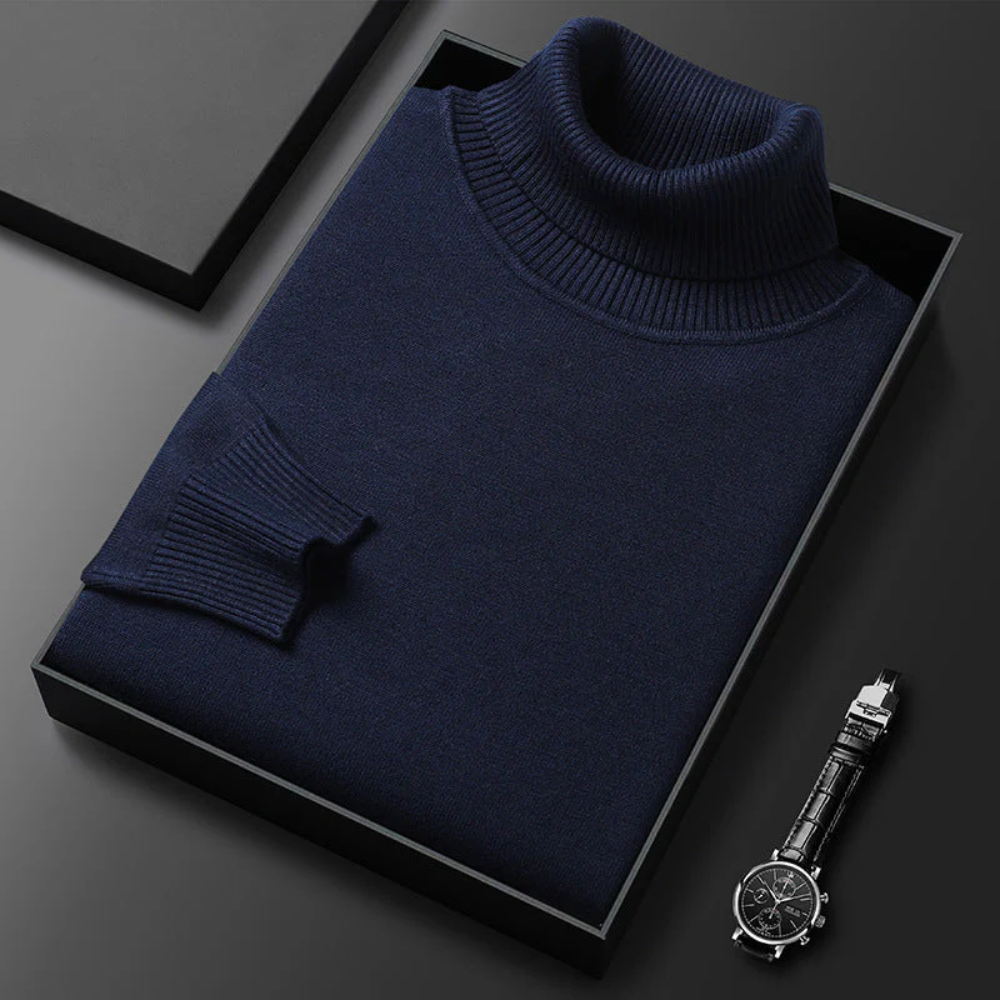 Jersey de Cuello Alto de Cachemira Pura para Hombre