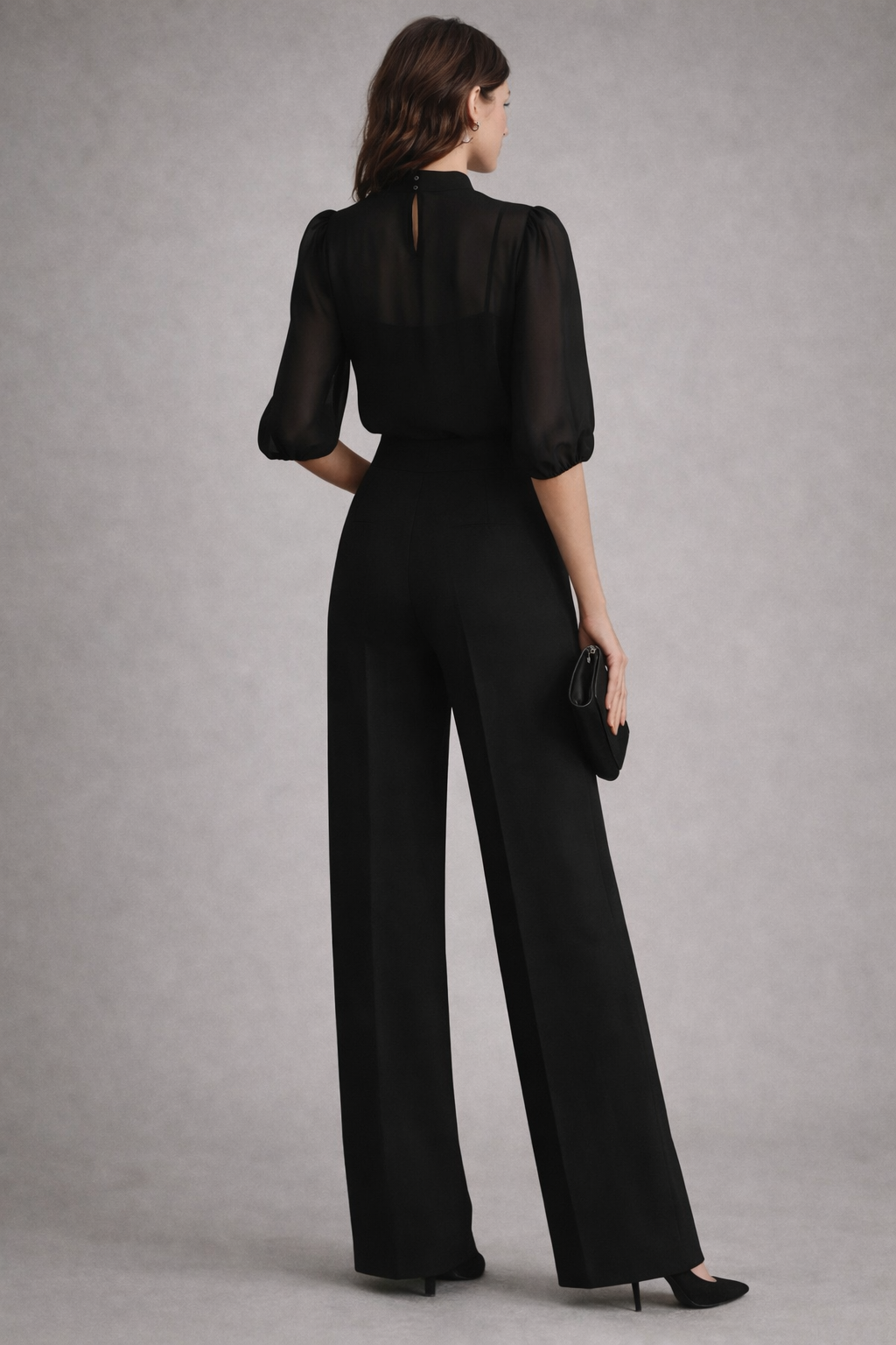 Conjunto de tres piezas elegante negro