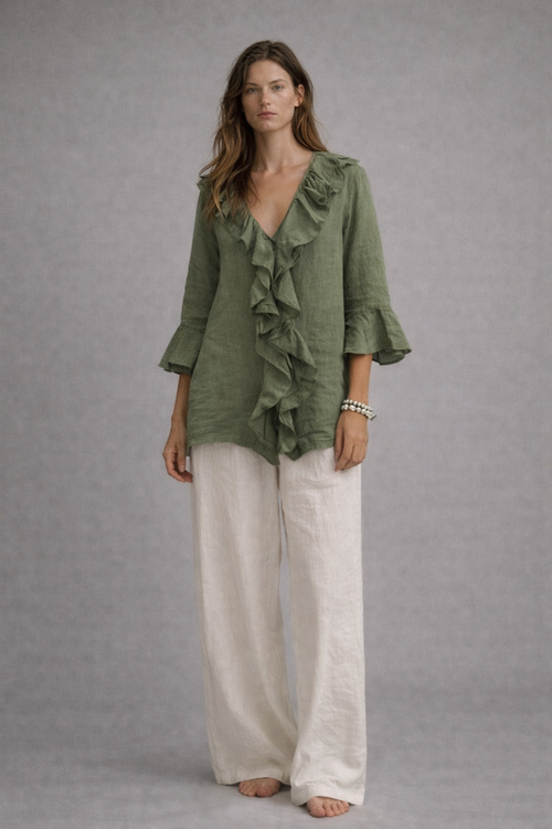 Blusa volante verde oliva