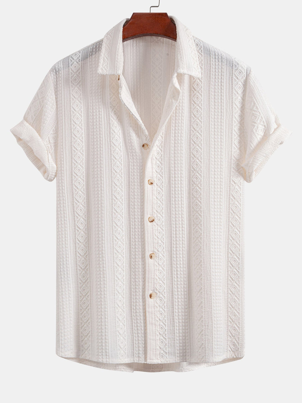 Conjunto Camisa Jacquard Geométrica y Pantalón Recto