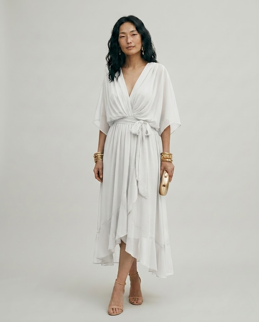 Marina™ | Vestido cruzado de gasa verde Inés