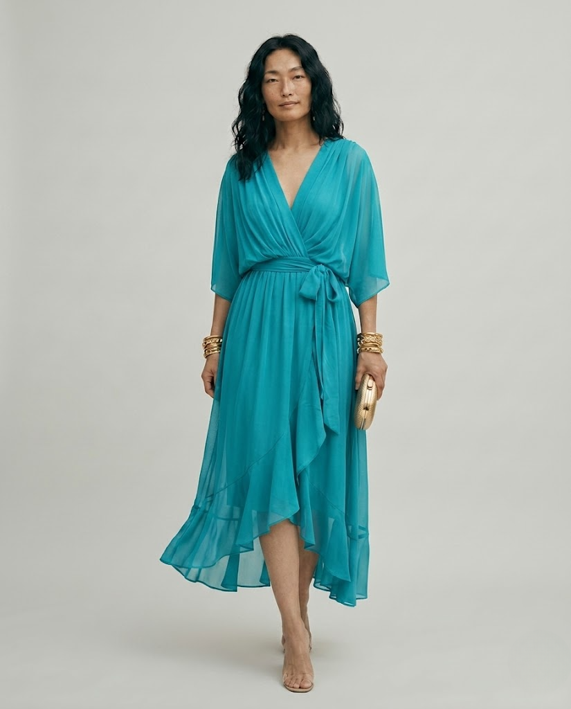Marina™ | Vestido cruzado de gasa verde Inés