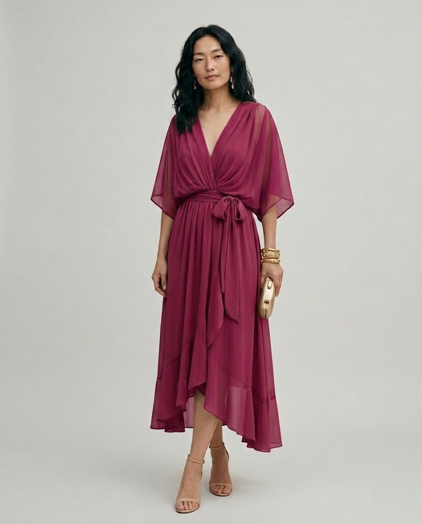 Marina™ | Vestido cruzado de gasa verde Inés