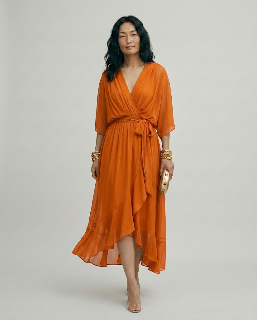 Marina™ | Vestido cruzado de gasa verde Inés
