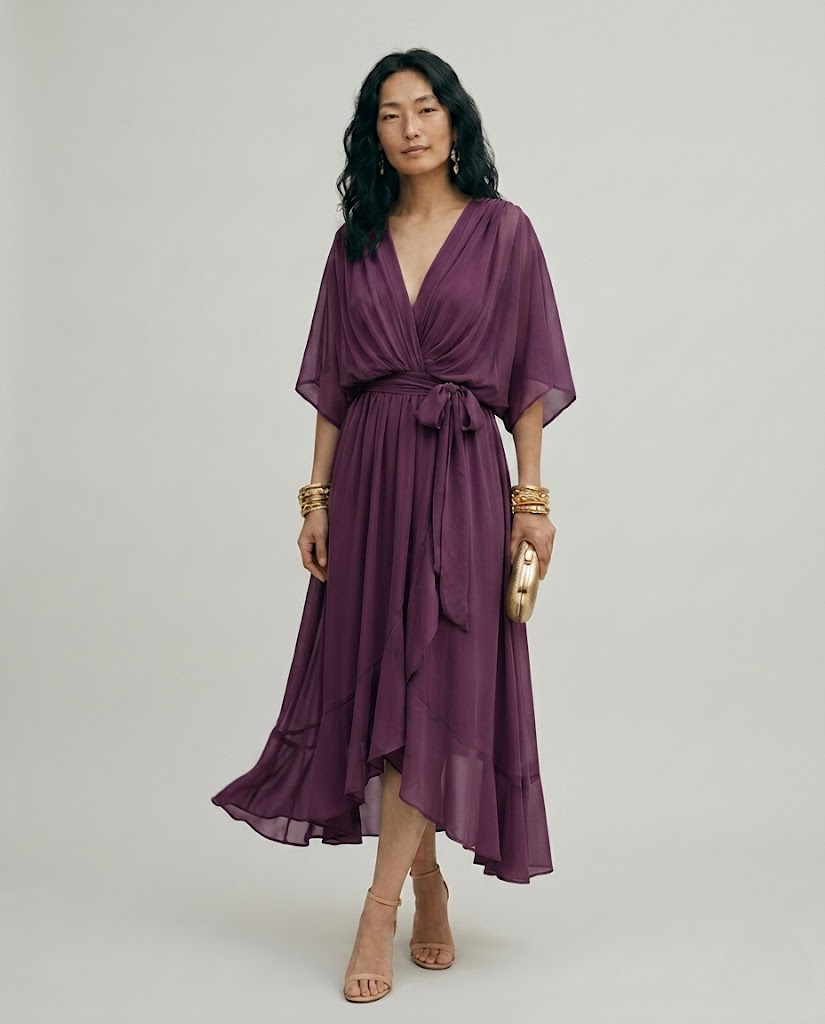 Marina™ | Vestido cruzado de gasa verde Inés