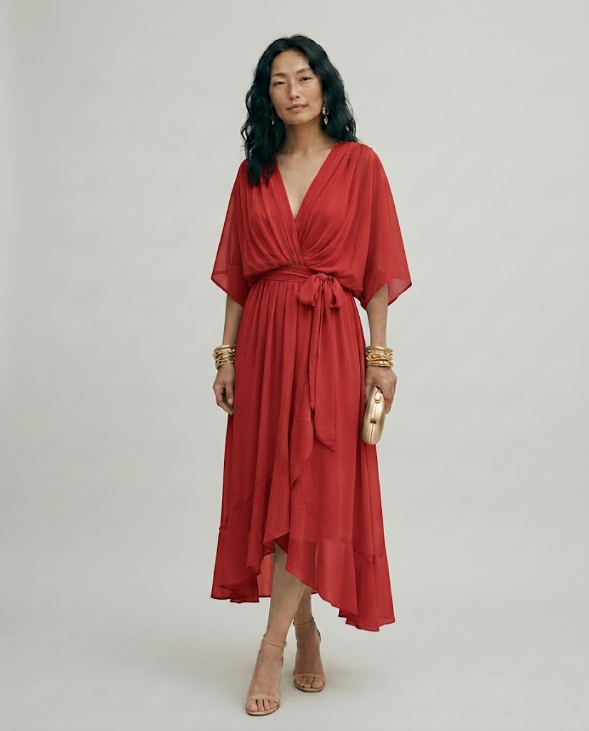 Marina™ | Vestido cruzado de gasa verde Inés