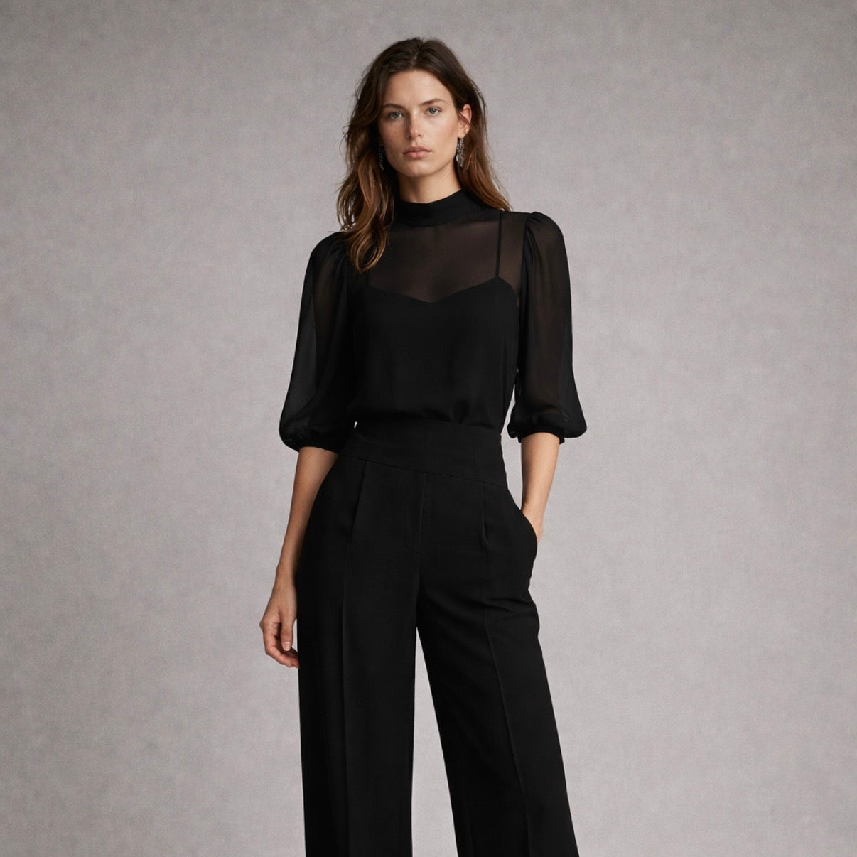 Conjunto de tres piezas elegante negro