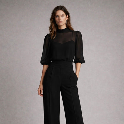 Conjunto de tres piezas elegante negro