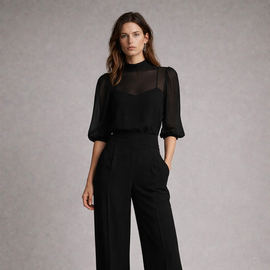 Conjunto de tres piezas elegante negro