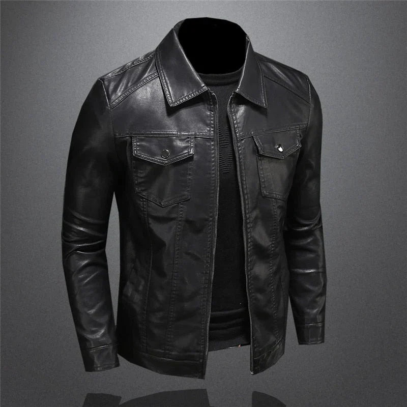 Chaqueta De Piel Vegana Entallada Estilo Urbano