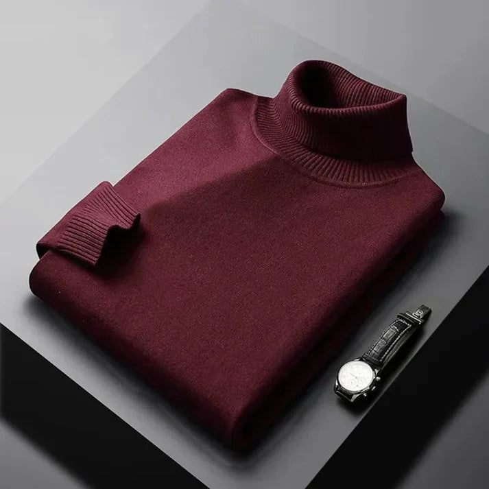 Jersey De Cuello Alto Hombre 100% Cachemira Elegante