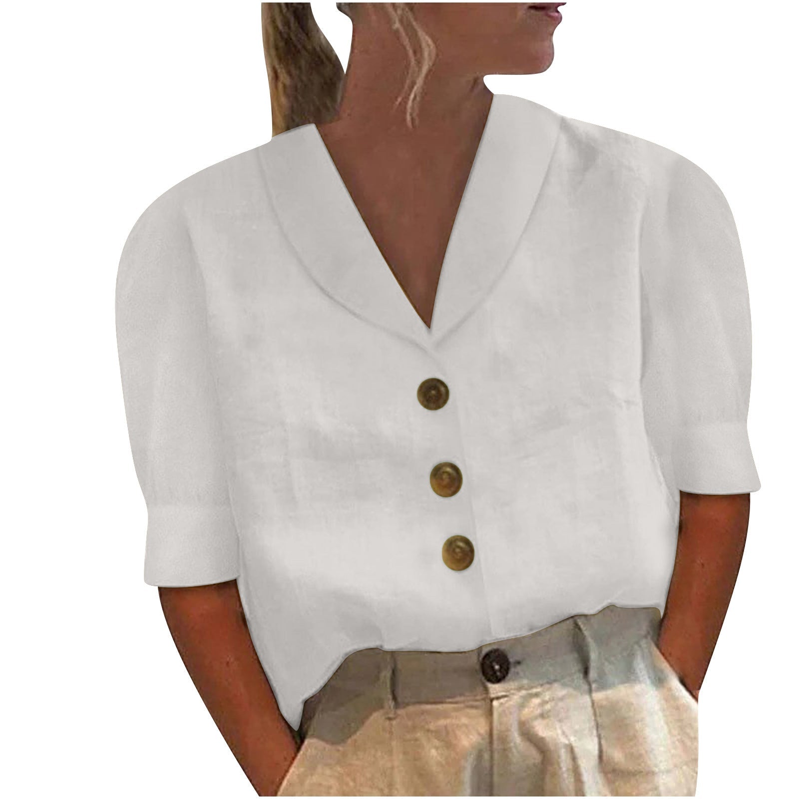 Blusa Retro Chic De Mujer Con Nudo Frontal