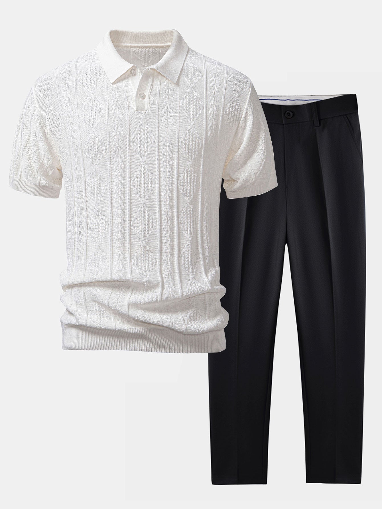 Conjunto Polo Punto Jacquard y Pantalón Slim Tapered