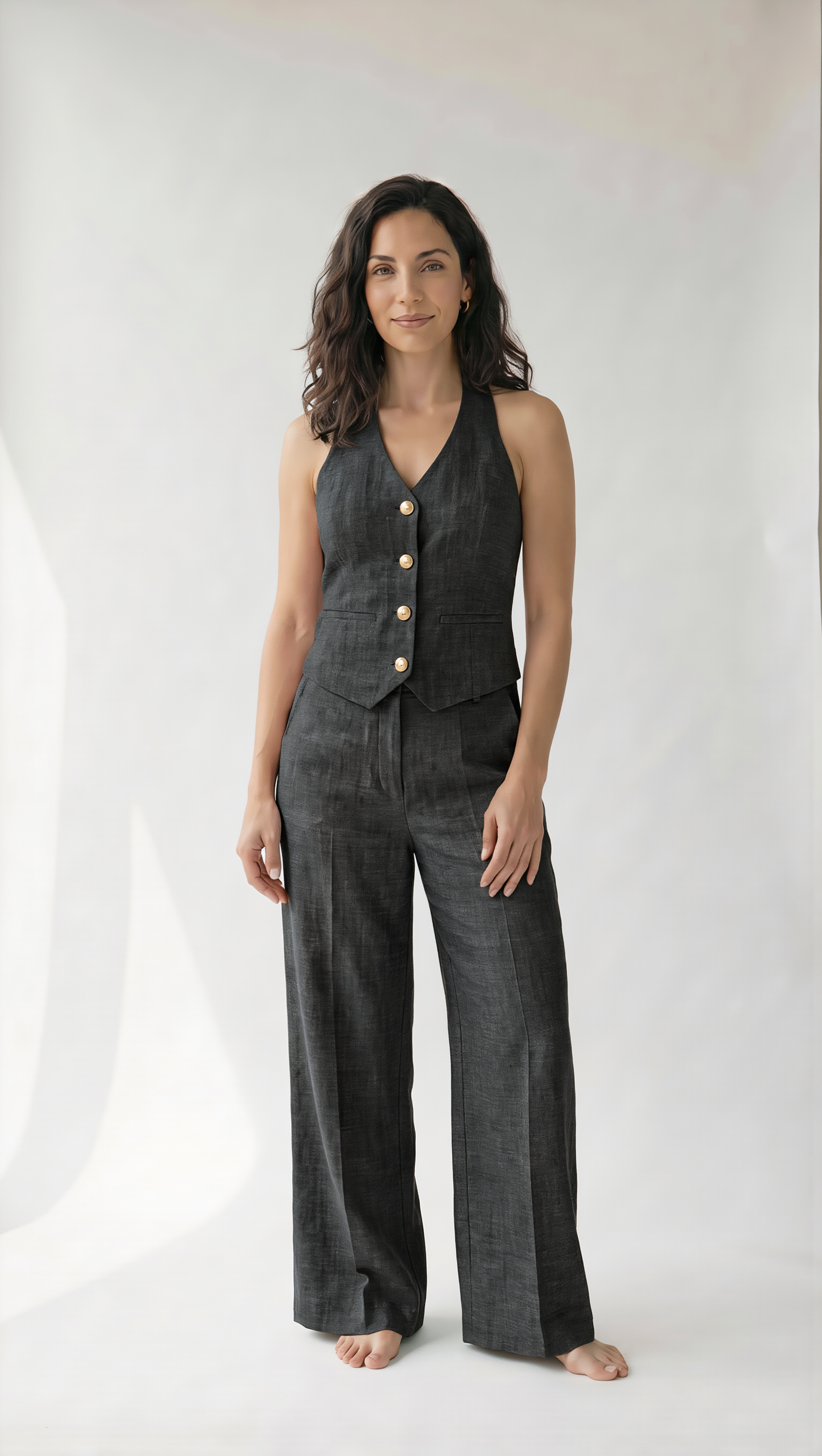 Conjunto Chaleco Halter y Pantalón Ancho.