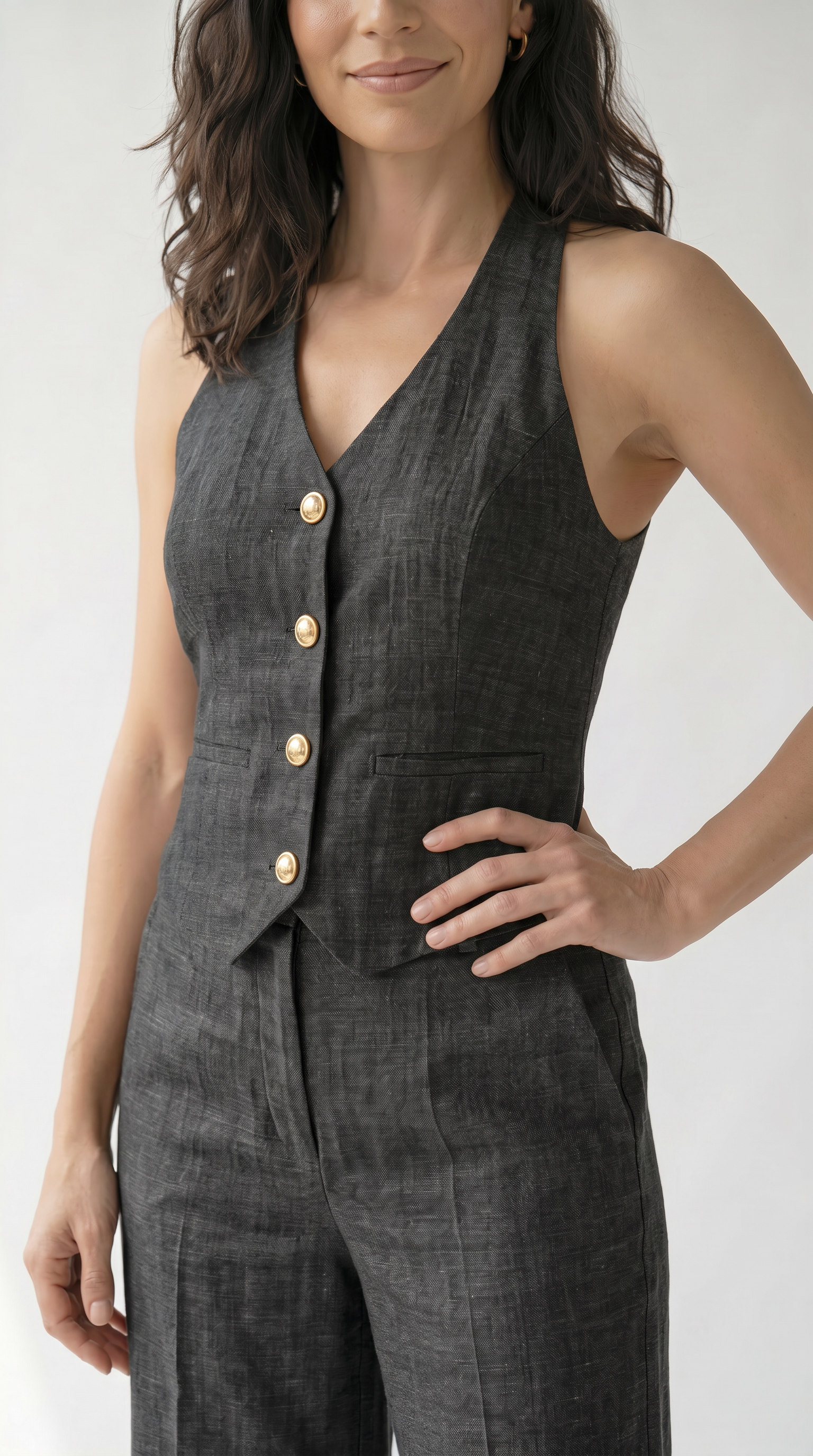 Conjunto Chaleco Halter y Pantalón Ancho.