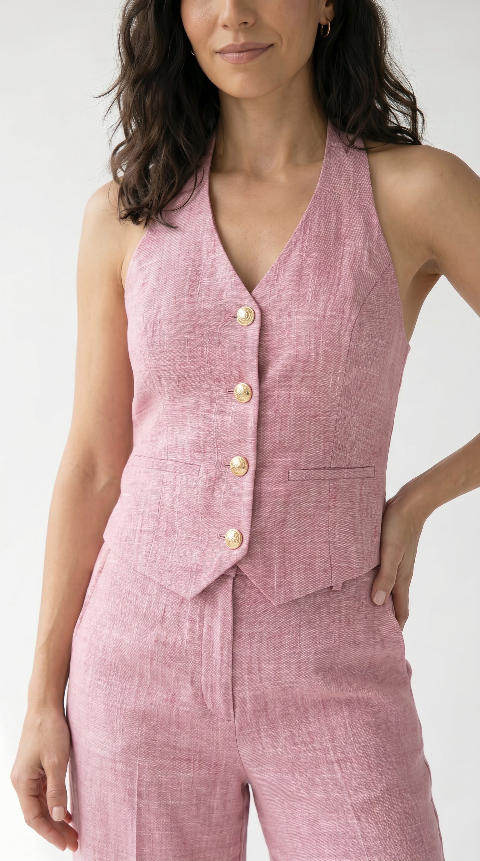 Conjunto Chaleco Halter y Pantalón Ancho.