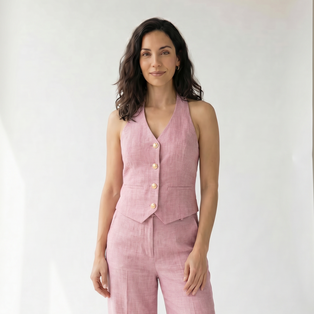 Conjunto Chaleco Halter y Pantalón Ancho.