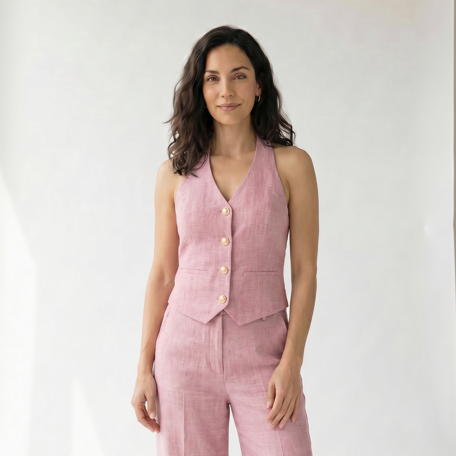 Conjunto Chaleco Halter y Pantalón Ancho.
