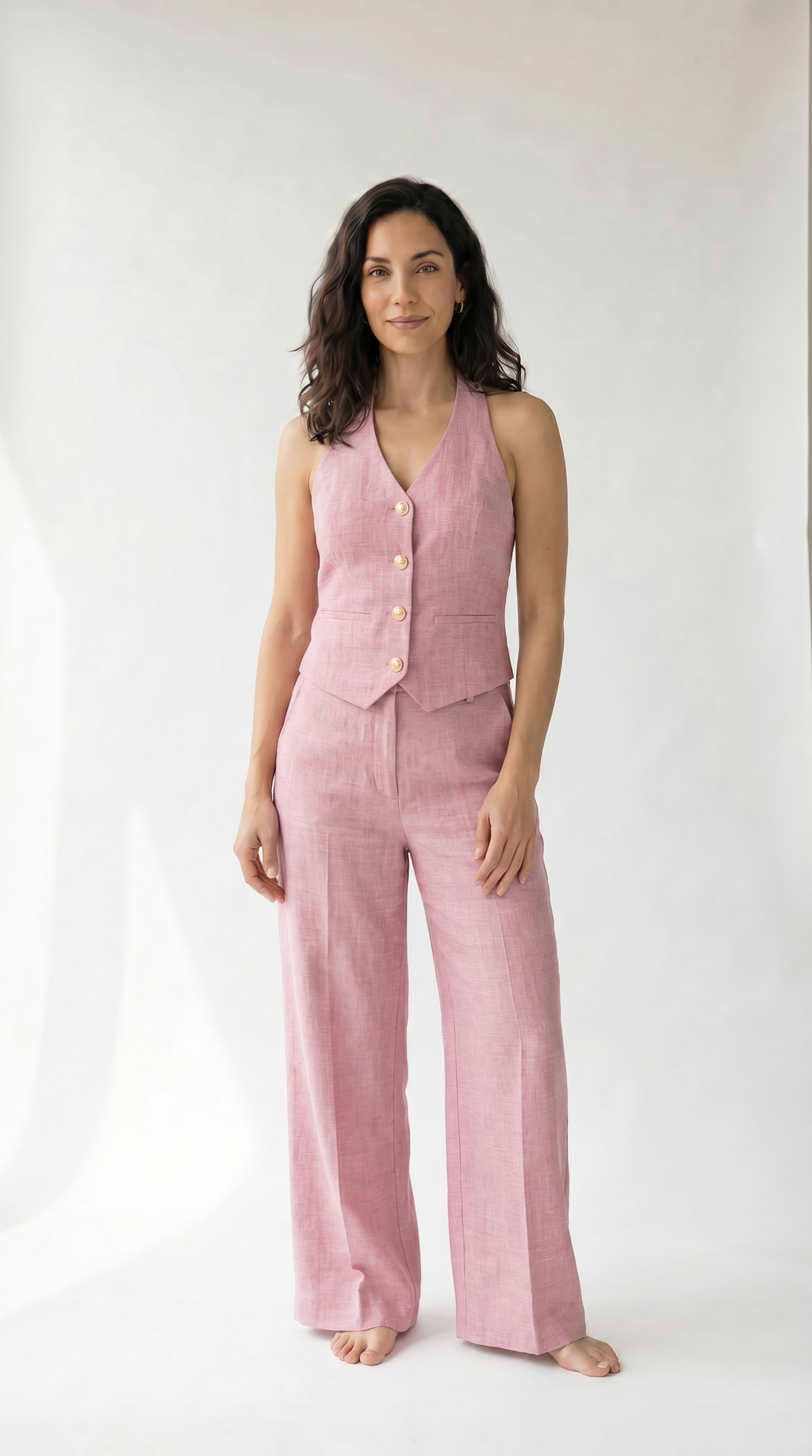 Conjunto Chaleco Halter y Pantalón Ancho.
