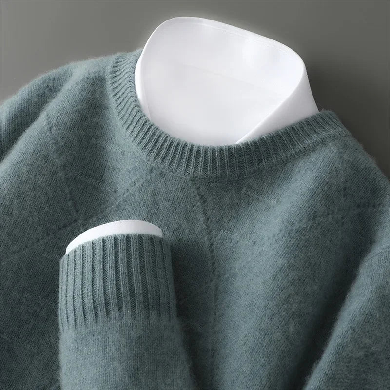 Jersey De Hombre De Cachemira Pura Corte Elegante
