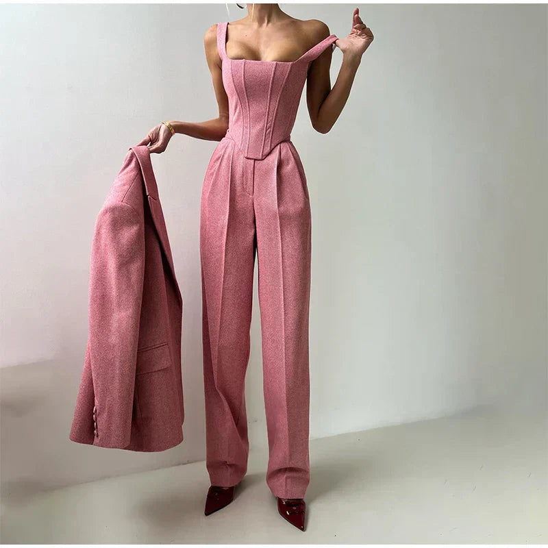 Conjunto Sastre 3 Piezas Mujer con Blazer y Corsé