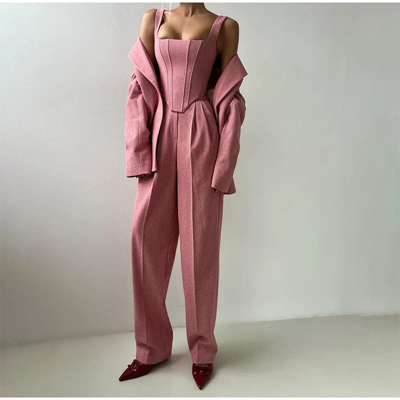 Conjunto Sastre 3 Piezas Mujer con Blazer y Corsé