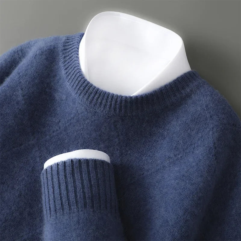 Jersey De Hombre De Cachemira Pura Corte Elegante