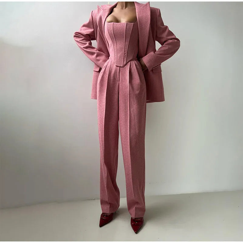 Conjunto Sastre 3 Piezas Mujer con Blazer y Corsé