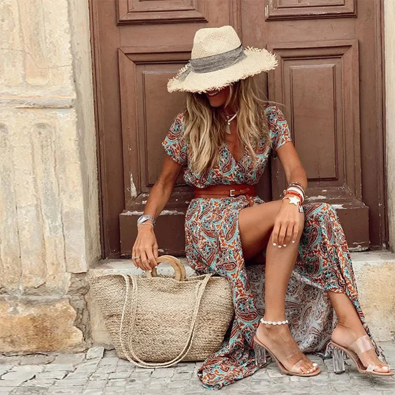 Vestido Maxi Bohemio Elegante de Viscosa Ligera