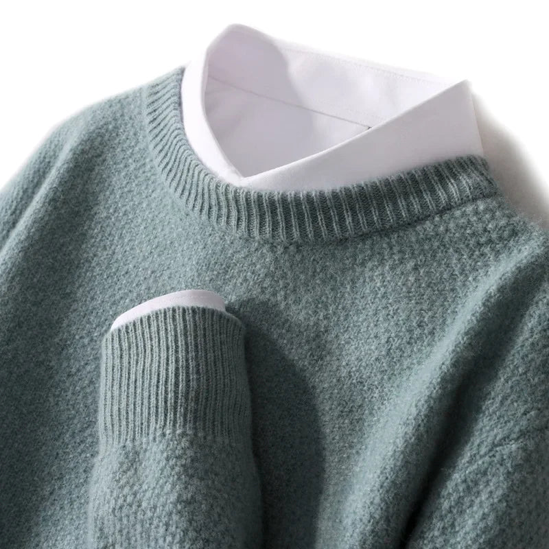 Jersey De Hombre 100% Cachemir De Corte Elegante