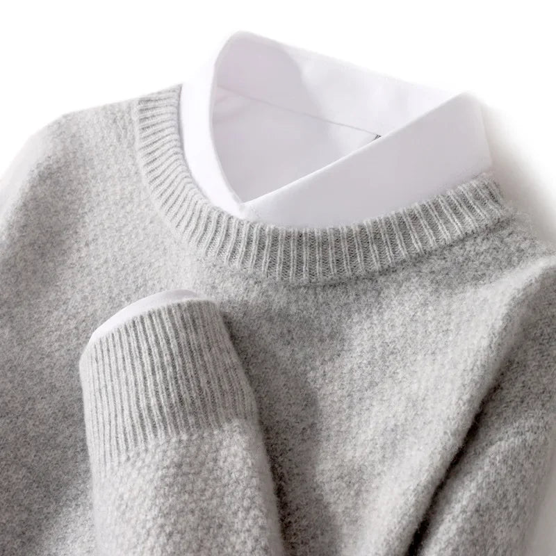 Jersey De Hombre 100% Cachemir De Corte Elegante