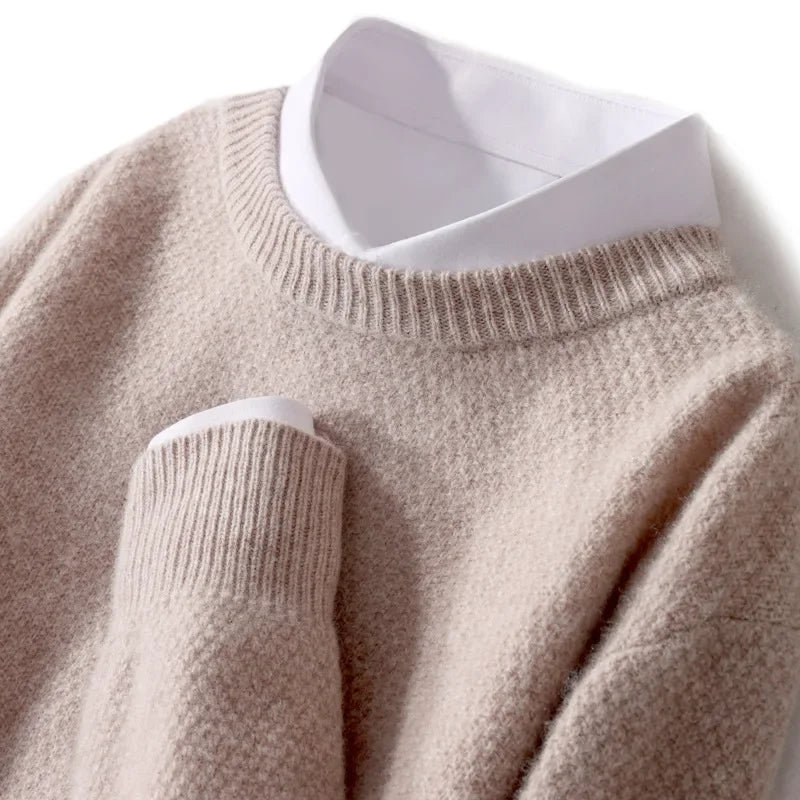 Jersey De Hombre 100% Cachemir De Corte Elegante