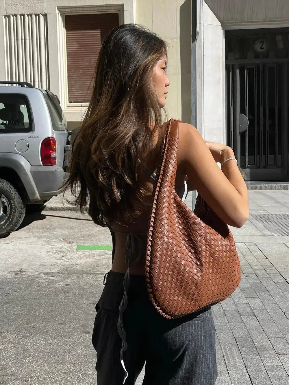 Bolso de hombro trenzado efecto piel