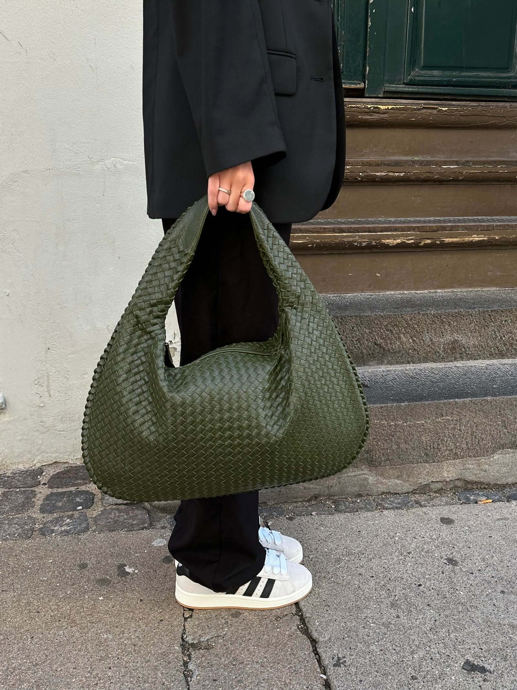 Bolso de hombro trenzado efecto piel