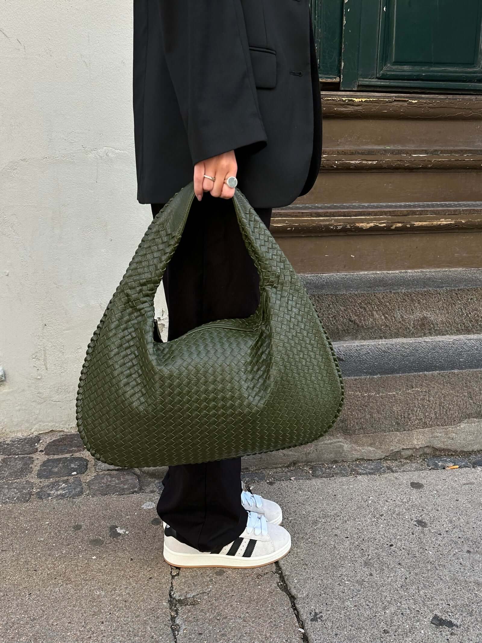 Bolso de hombro trenzado efecto piel