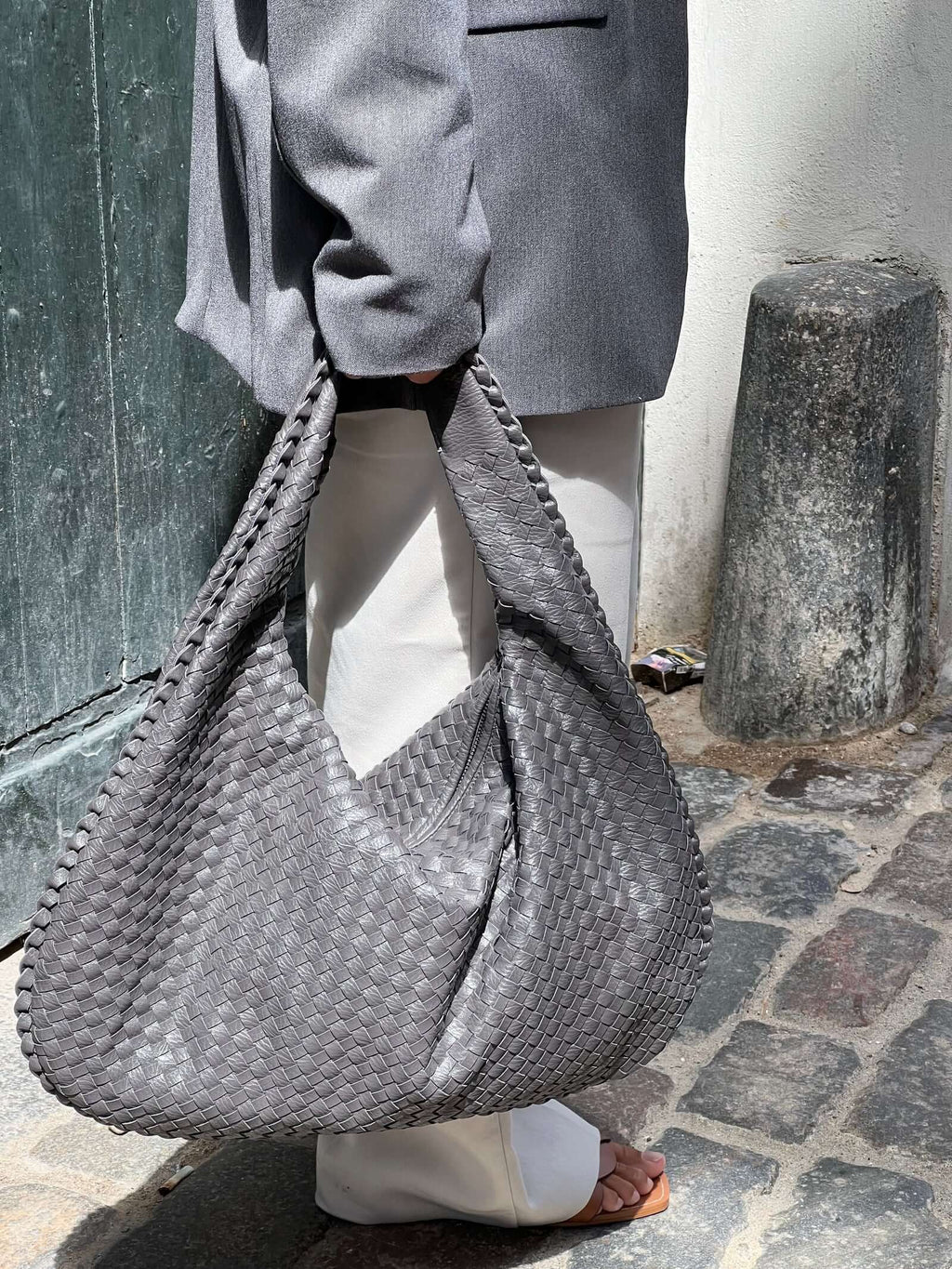 Bolso de hombro trenzado efecto piel