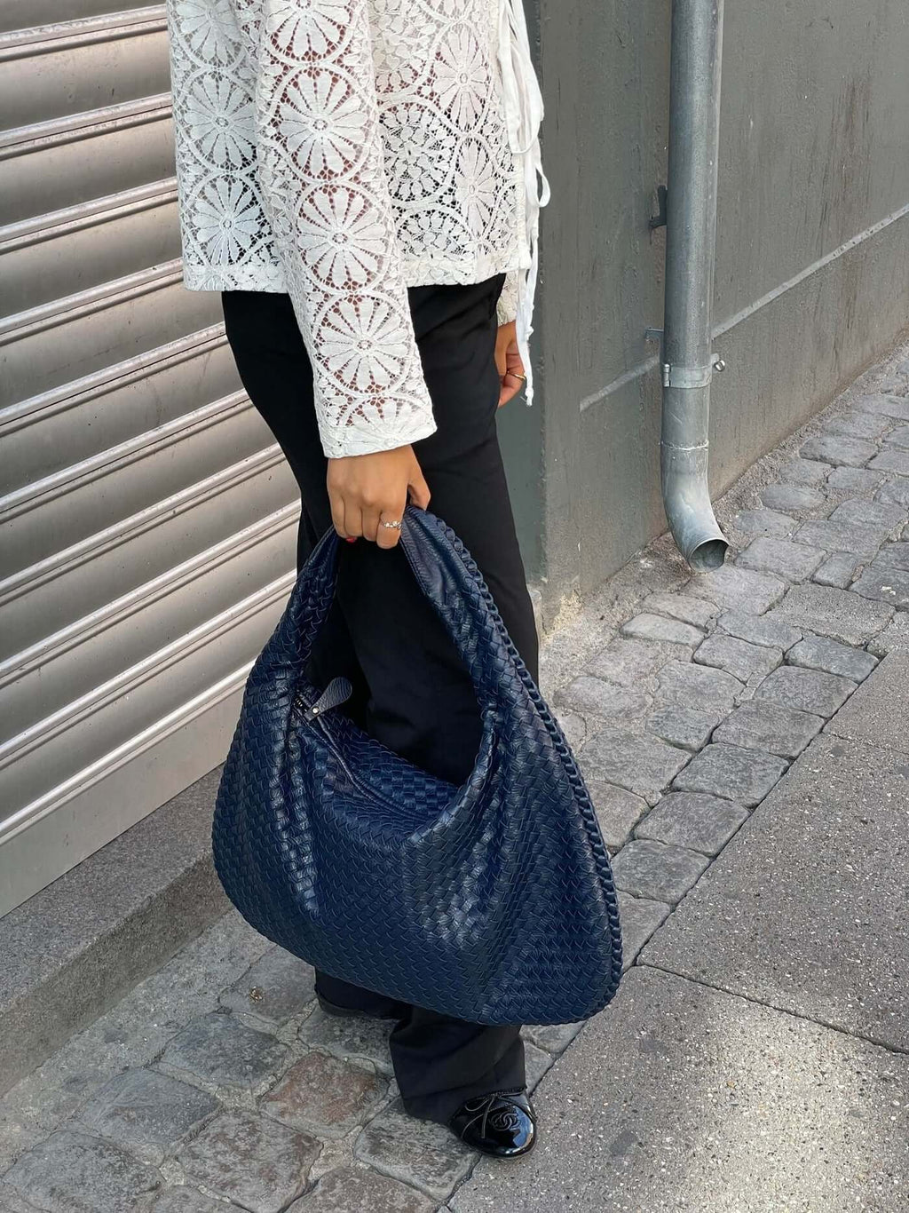 Bolso de hombro trenzado efecto piel