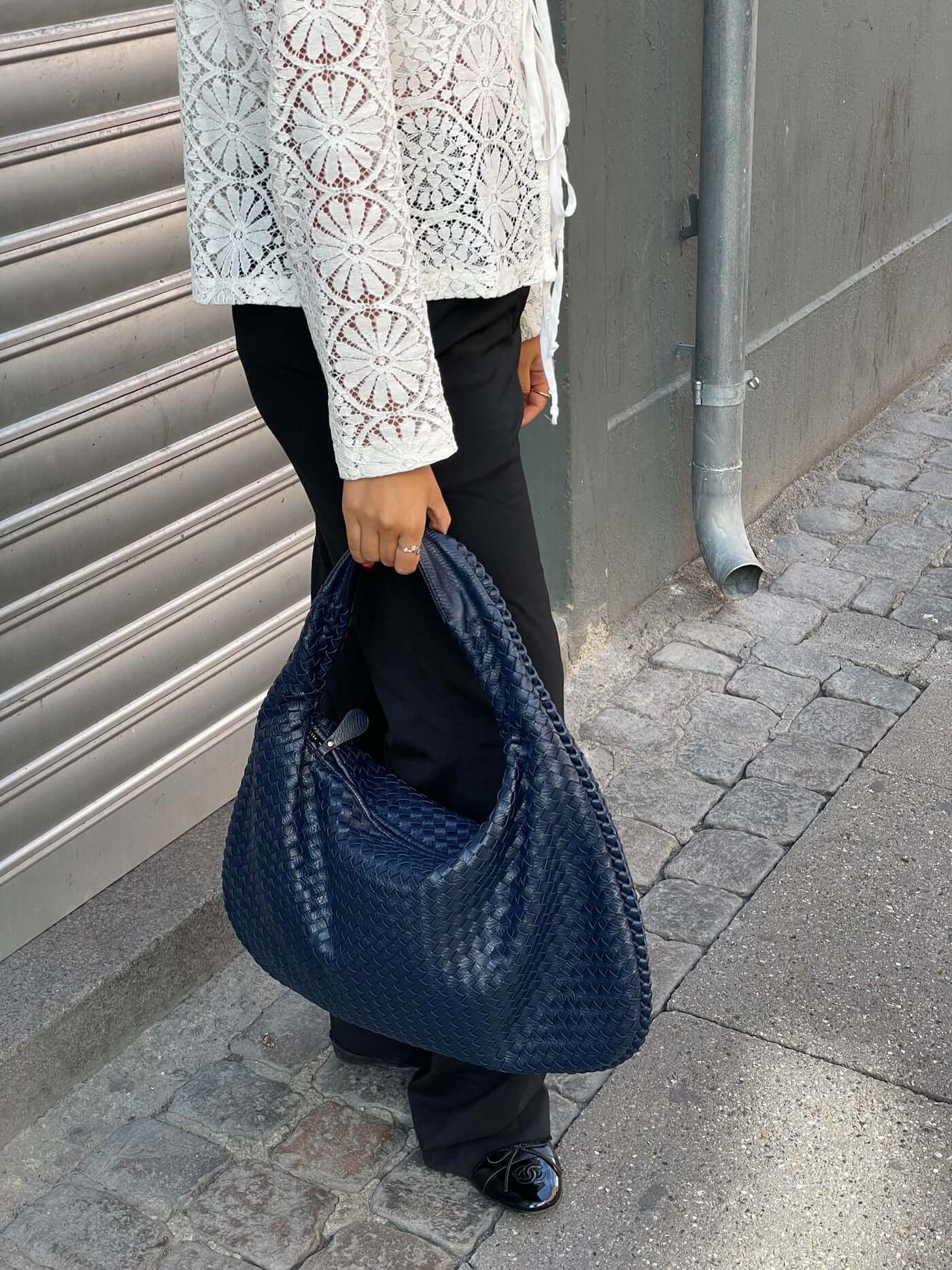Bolso de hombro trenzado efecto piel