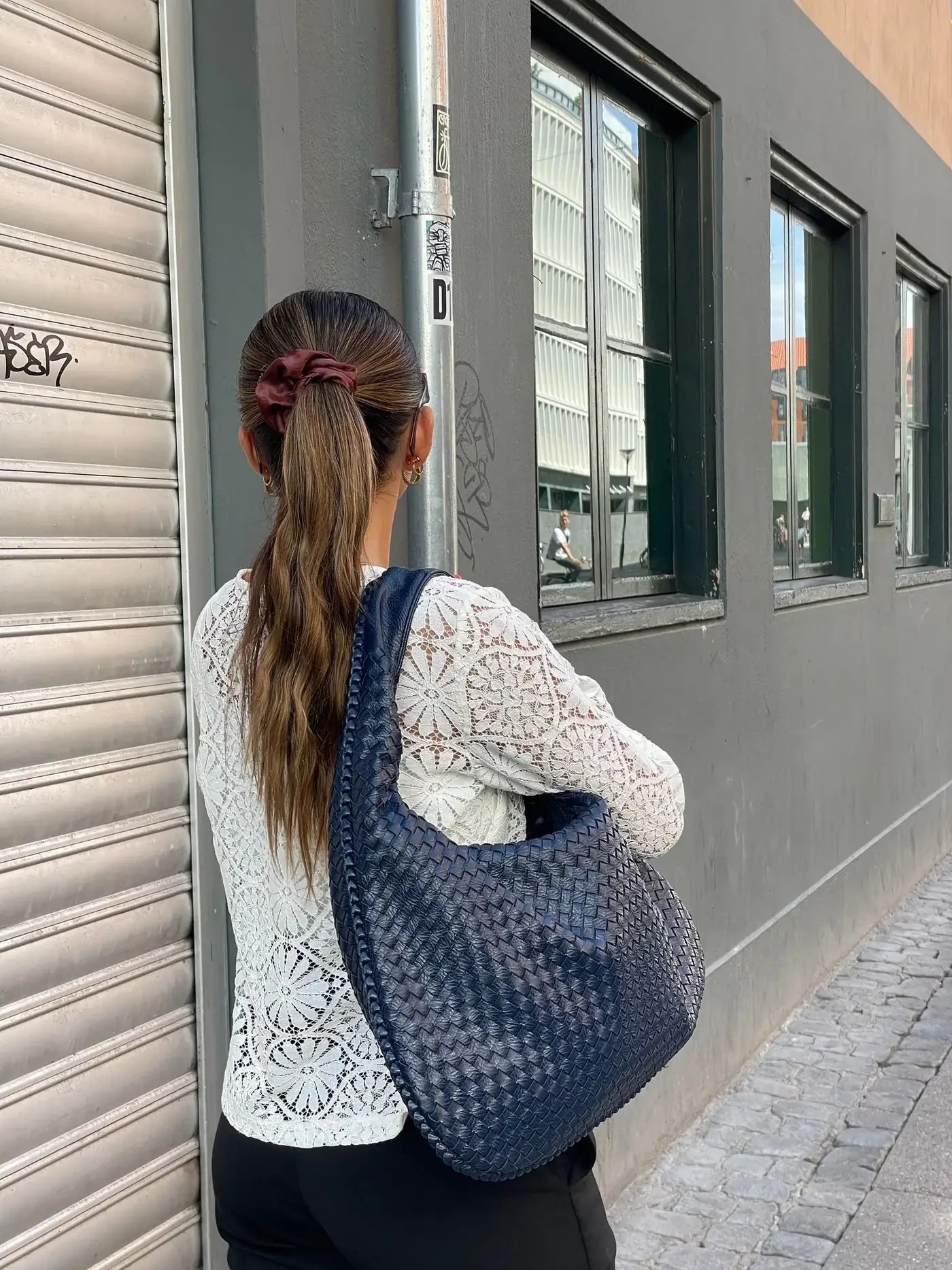 Bolso de hombro trenzado efecto piel