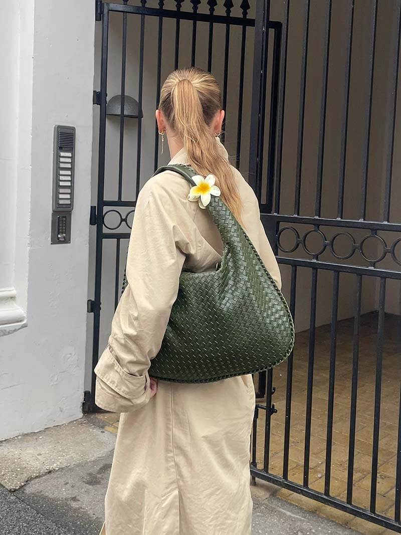 Bolso de hombro trenzado efecto piel