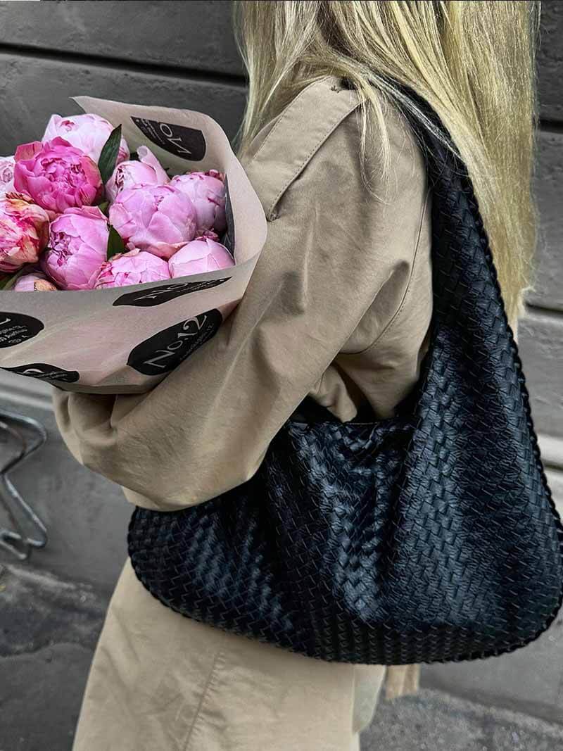 Bolso de hombro trenzado efecto piel