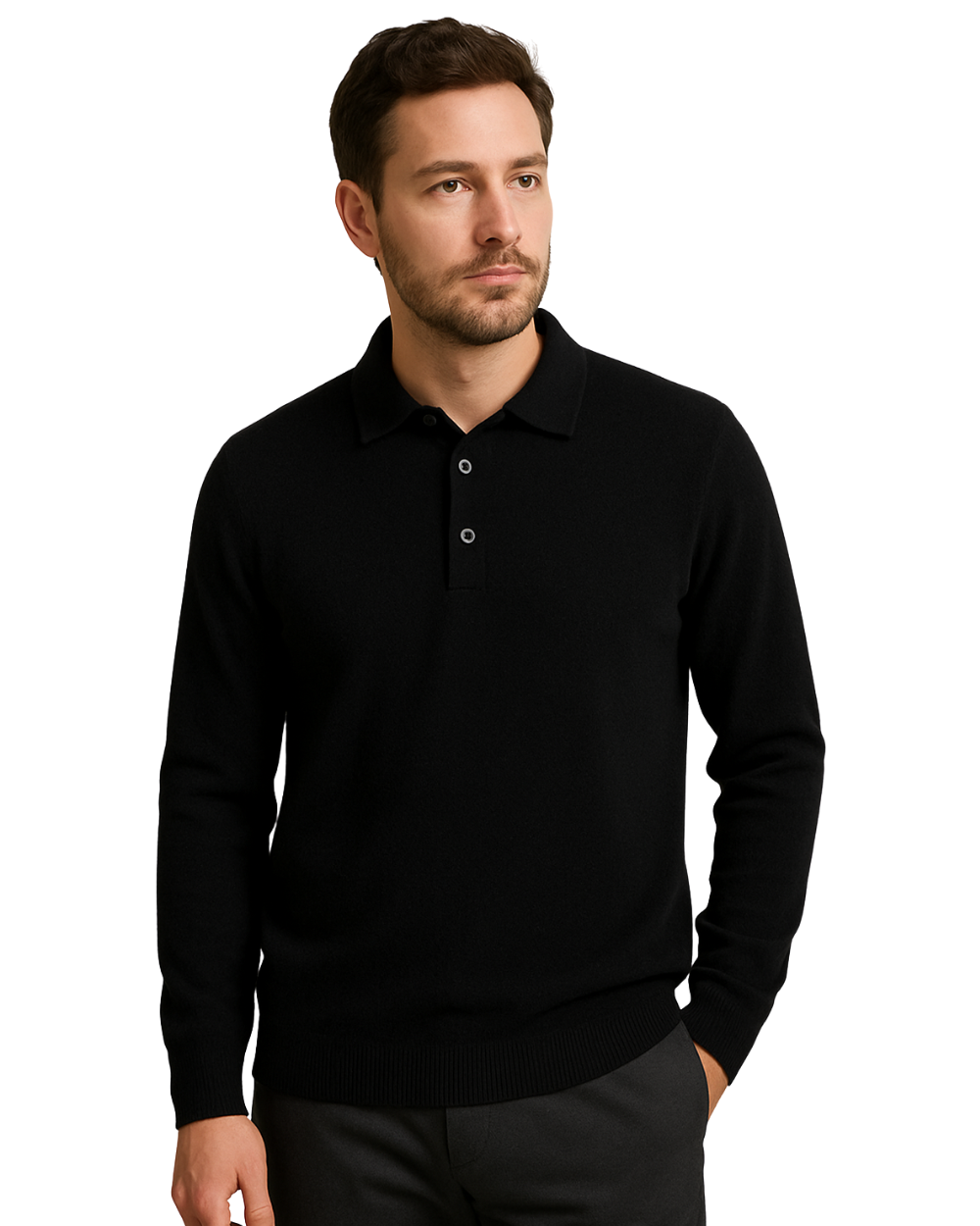 Polo De Hombre 100% Cachemira De Corte Entallado