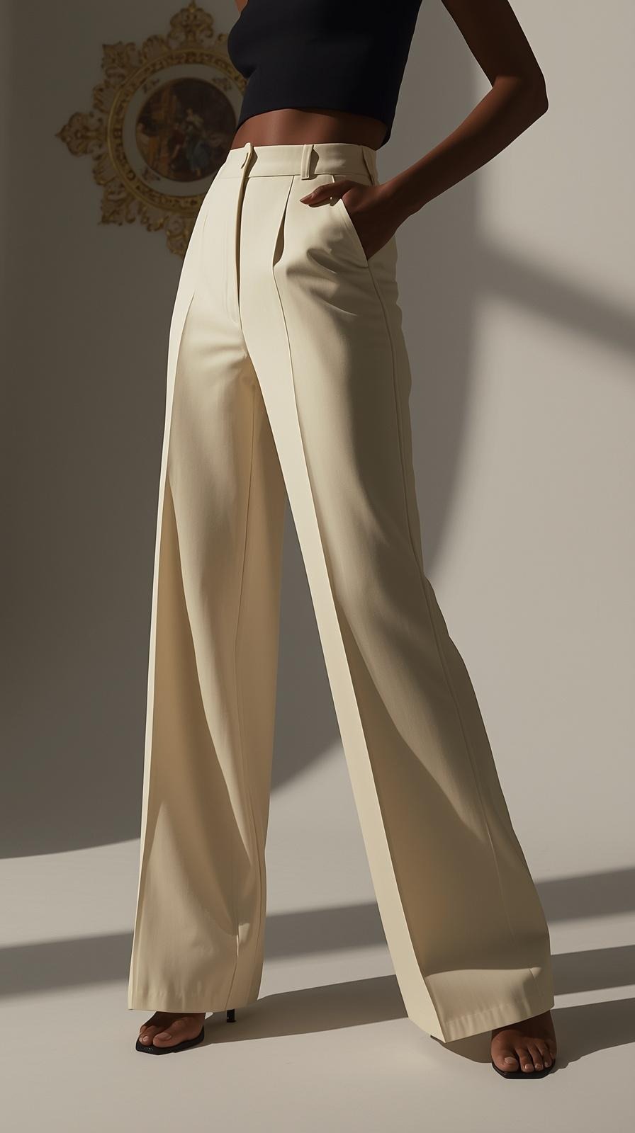 Pantalones Mujer Tiro Alto Modeladores Pierna Ancha