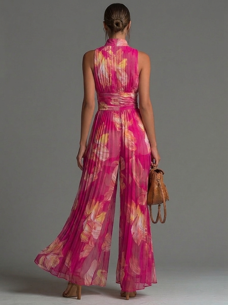 Inés | Mono plisado de gasa floral