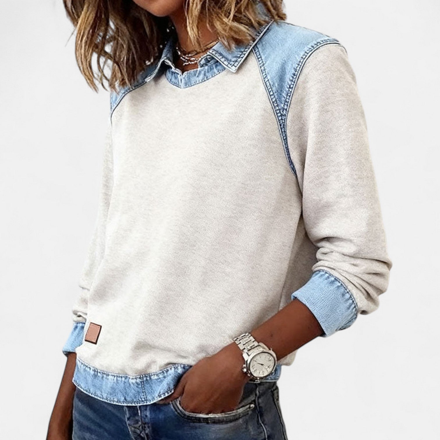 Jersey Casual De Mujer De Manga Larga Con Cuello