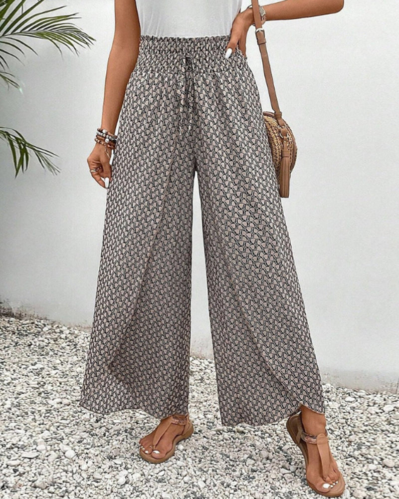 Pantalón Geométrico de Verano con Cintura Elástica