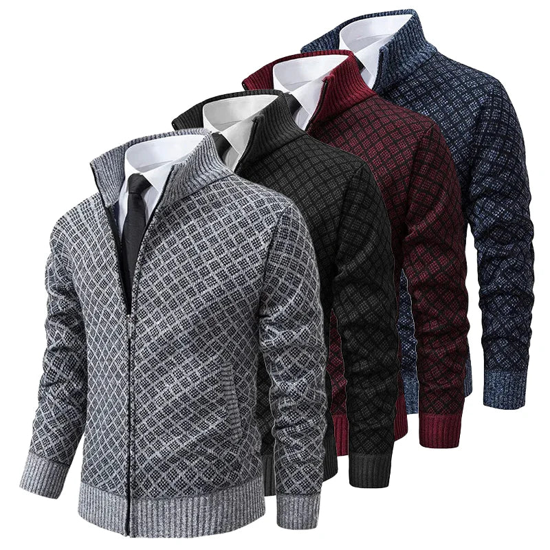 Cárdigan Casual con Cremallera de Punto Waffle